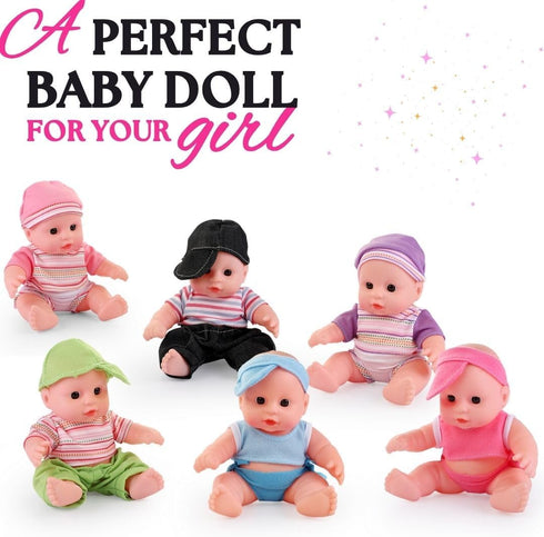 6 Pack 8" Liberty Imports - Baby Dolls Cute Little Vinyl Infant Dolls, Mini Nursery Toys for Girls, Kids Toddlers