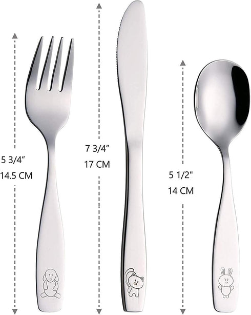 ANNOVA Children's Flatware Set, 6 Pieces Stainless Steel Cutlery/Silverware, 2 x Safe Forks, 2 x Dinner Knife, 2 x