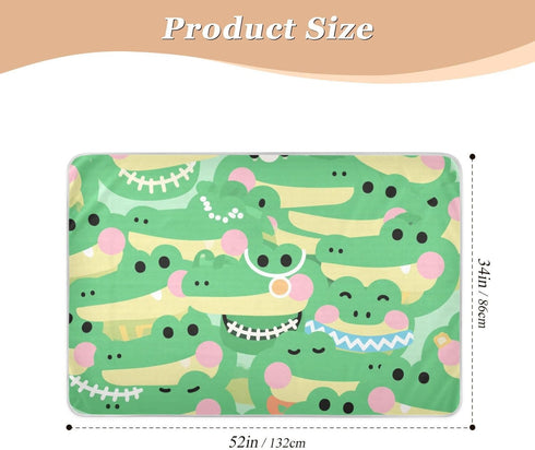 siphylline 52" 34" Cartoon Cute Crocodile Green Extra Large Resuable Changing Pad Covers Water Resistant Toddler Bed