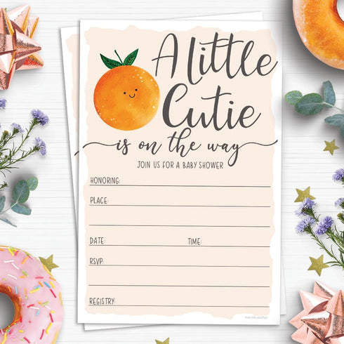 Little Cutie Baby Shower Invitations (20 Count) with Envelopes - Gender Neutral or Girl Shower