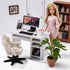 1:12 Set 14pcs DIYDEC Scale Miniatures Office Desk Dollhouse Office Including Mini Computers Desks Office Chair