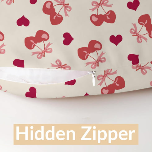 Cstdyfrv Valentine's Day Cherry Nursing Pillow Covers Pink Cherry Bows Love Heart Removable Breastfeeding Slipcover