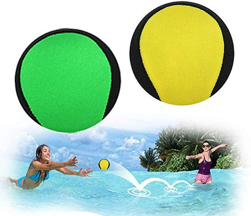 Water Bouncing Ball - 2 Pack Stress Relief Ball for Swimming, Beach & Outdoor Activity (Yellow + Green, 5.5cm)