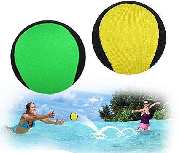Water Bouncing Ball - 2 Pack Stress Relief Ball for Swimming, Beach & Outdoor Activity (Yellow + Green, 5.5cm)