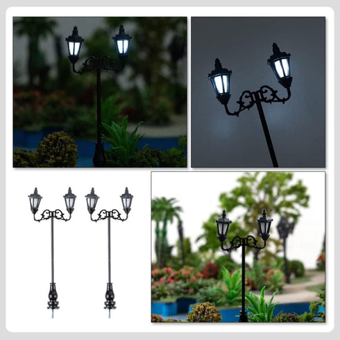 Yardwe 2pcs Miniature Street Light Model, 1:87 Road Light Micro Landscape Ornament for Outdoor Decor