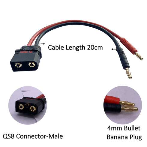 QS8 Charge Lead with 10AWG Silicone Wire, 8inch Length Cable, 1 Pack