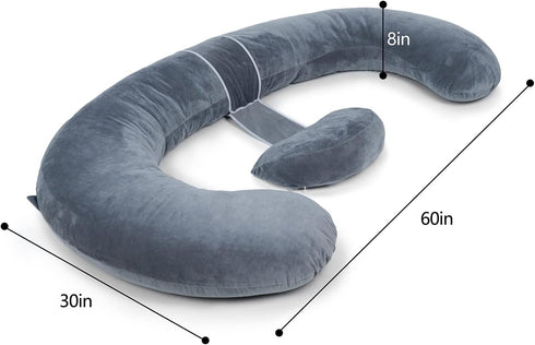 60in QUEEN ROSE Pregnancy Pillows - E Shaped Pregnancy Pillows for Sleeping, Detachable Body Pillow for Pregnant Side