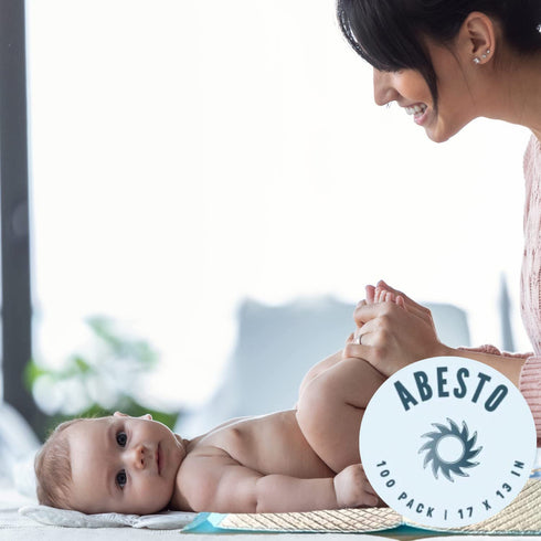Abesto 100 Pack 17 inches 13 inches, Baby Disposable Changing Pad Liners, x Breathable Skin-Friendly, Leakproof Quick