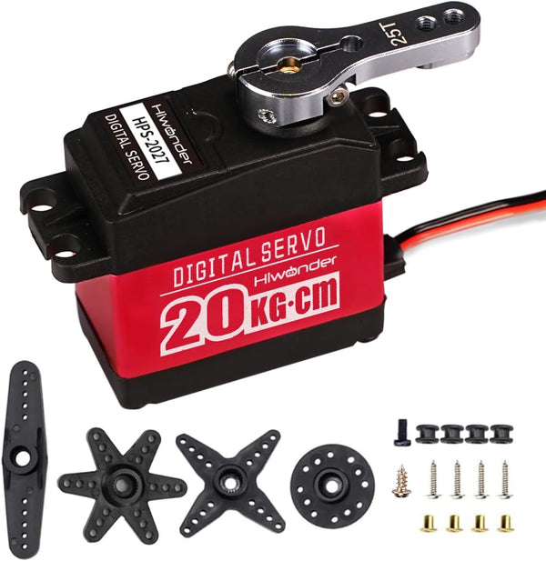 20KG High Torque RC Servo Motors, Waterproof Full Metal Gear Steering Servo for 1/6 1/8 1/10 1/12 RC Cars