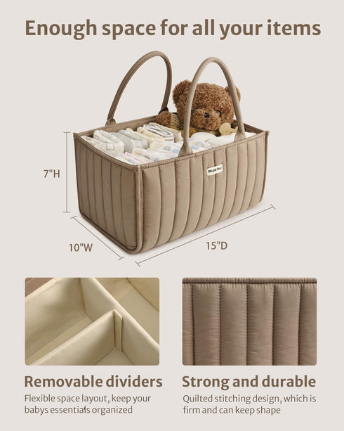 Stylish Diaper Caddy Organizer Bundle - Earthy Rainbow & Mocha Brown