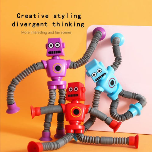 WUCLUD 36PCS Telescopic Suction Cup Robot Toy,pop Tubes,Toys for Kids,Toddler Travel Toys,Toddler Sensory Toys,figette