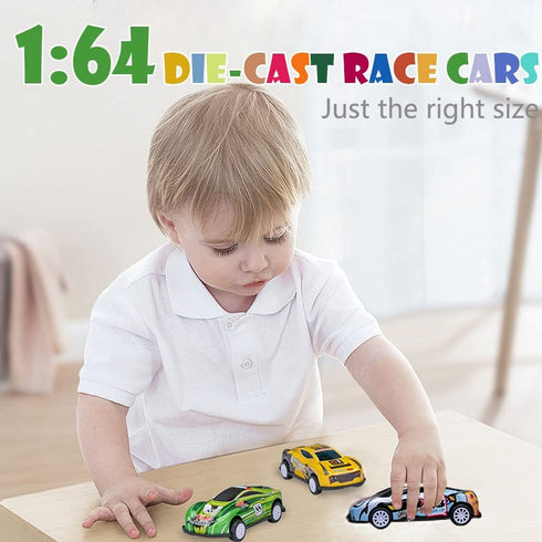 36 Pack Mini Die-Cast Race Cars - Pull Back Toy Vehicles Bulk for Boys Girls 3-5 Years Old