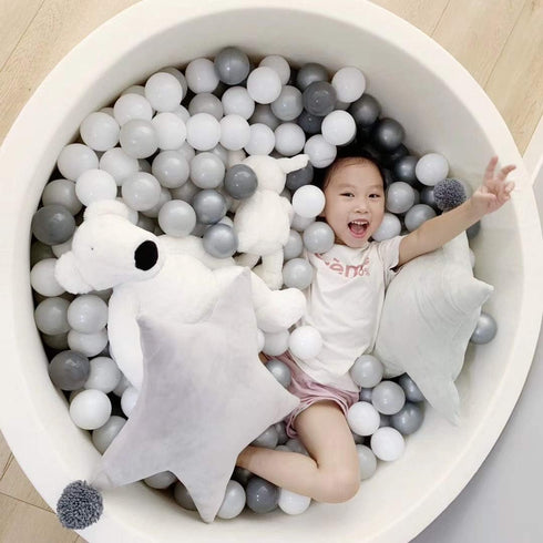 Baby Ball Pit - Soft Round Memory Foam Playpen for Indoor Outdoor Use, Balls Not Included (White)