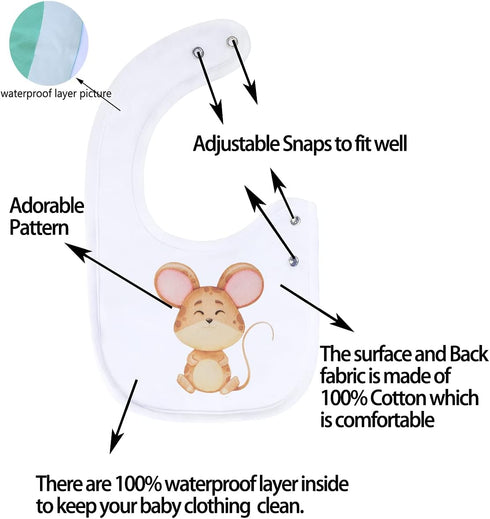Maiwa Cotton Waterproof Baby Bibs for Girls Boys Unisex for Drooling Drooler Teething with Snaps,Oeko-TEX Certified