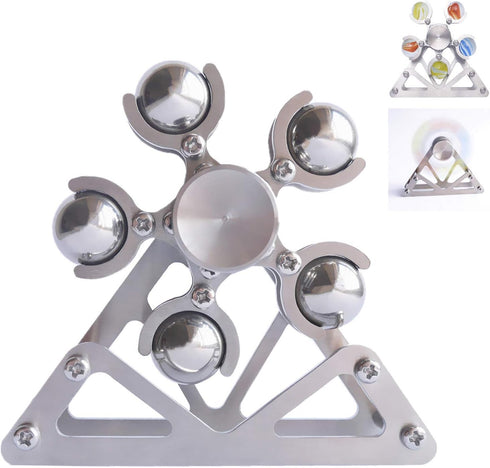 Ferris Wheel Fidget Spinner - Kinetic Desk Toy with Stand, Metal Stainless Steel, High Speed Colorful Marble Rainbow,