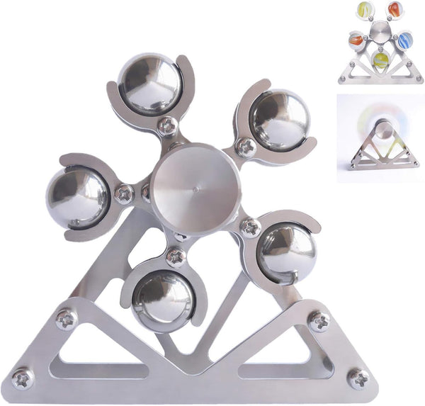 Ferris Wheel Fidget Spinner - Kinetic Desk Toy with Stand, Metal Stainless Steel, High Speed Colorful Marble Rainbow,