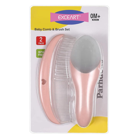 Set 1Set Baby Hair Brush and Comb Massage Scalp Brush for Newborn and Toddler (Pink)