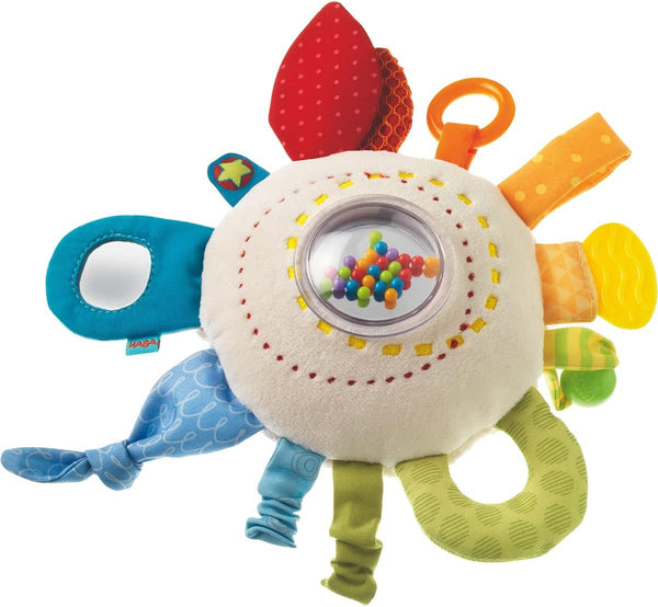 HABA Teether Cuddly Rainbow Round - Soft Activity Toy with Rattling & Teething