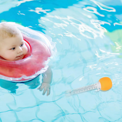 Swimming Floating Pool Thermometer for Waterproof Pools Temperature Gauge with Easy-Read Display Cartoon Orange Design