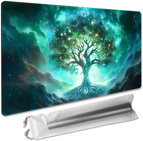 Premium Board Game Playmat - 24x14in TCG Compatible Mousepad Desk Mat (Green Vitality)