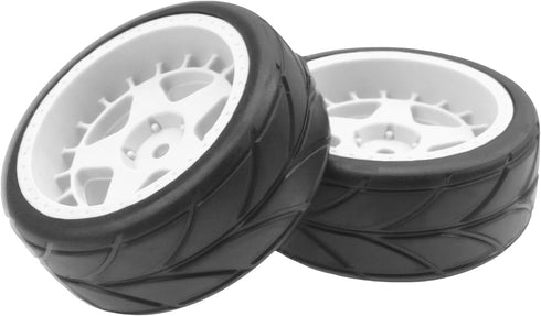 ShareGoo RC OD 2.55" Nylon 12mm Hex Wheels & Rubber Tires Set Compatible with Traxxas Tamiya Sakura HSP Redcat 1/10 RC On-Road Touring Drift Car (White)