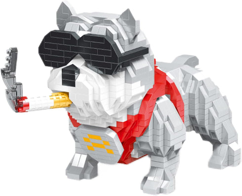 Myweyde Pitbull Building Blocks, Cool Gray Dog Micro Building Blocks, Mini Bricks Building