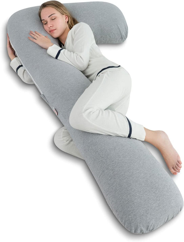 AngQi Body Pregnancy Pillow with Jersey Cover, L Shaped Full Body Pillow