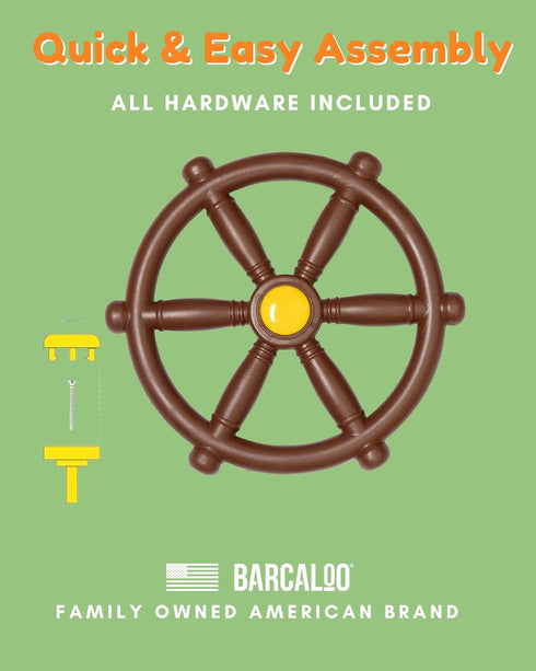 Set Set Barcaloo Kids Playground Pirate Ship Wheel Brown, Jungle Gym Steering Wheel Swing Accessories, Attachment