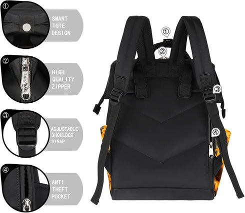 Hsnar Backpack Cow Sunflowers Waterproof Diaper Bag Large Capacity Baby Bag with Stroller Straps, Multi-Pocket Diaper