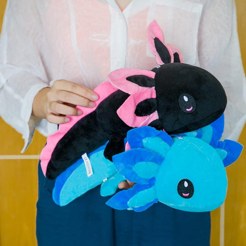 14" Axolotl Plush Toy, Salamander Stuffed Animal, Gifts for Boys Girls Birthday Christmas (Blue+Black)