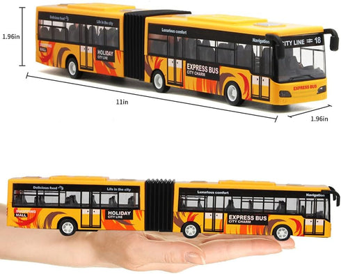 City Bus Toy for Kids, Die Cast Alloy Pull Back Vehicles, Electric Bus with Sounds and Lights Educational Gift