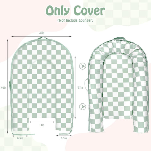 DILIMI Green Checkered Muslin Crib Sheets & Cotton Baby Lounger Cover - Only Cover