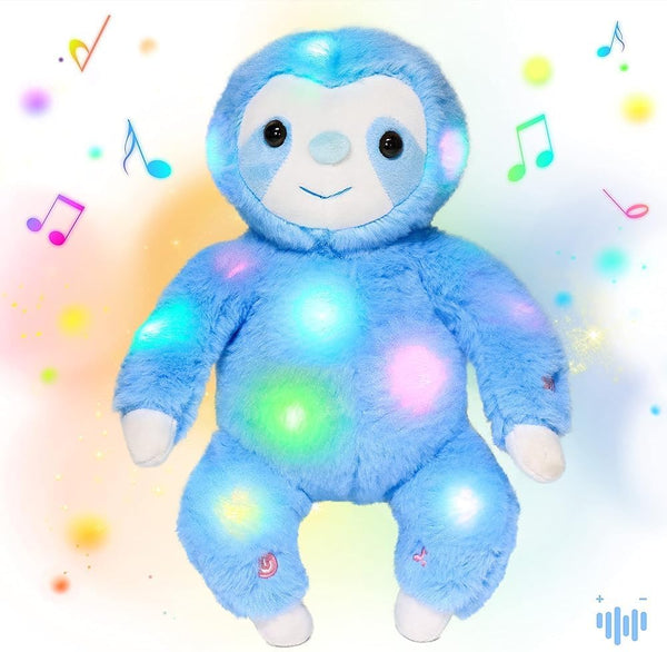Hopearl LED Musical Plush Sloth Light up Stuffed Animal Three Toed Sloth