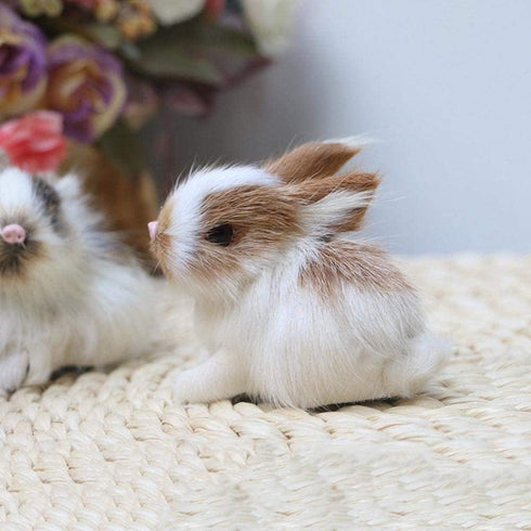 Mini Simulation Rabbits, Realistic Cute Plush Rabbits Lifelike Plush Bunny Realistic Rabbit Miniatures Cute Stuffed Animal Figurines, White Rabbits Home Party Decors Model Gift Miniatures Decorations