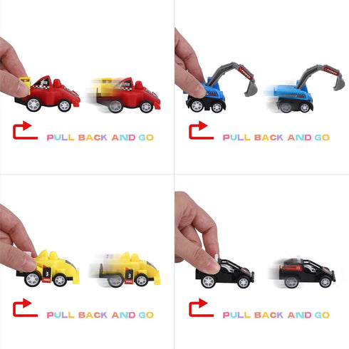 Twister.CK 12 3-6 Pcs Easter Eggs Prefilled with Pull Back Cars for Year Old Boys, Pull Back Construction Vehicle