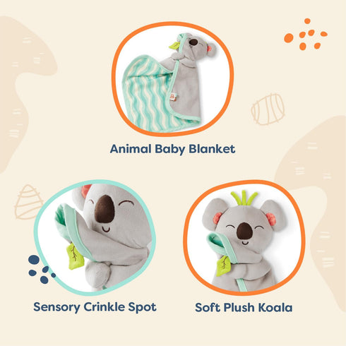 B. baby – Koala Lovey – Plush Security Blanket – Stuffed Animal for Babies – Soft Baby Blankie – Newborn, 0+ – B. Snugglies - Fluffy Koko by B. toys