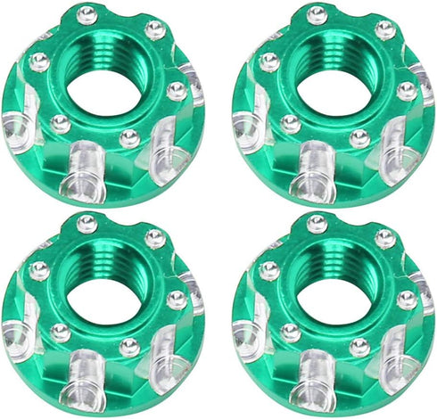 VGEBY 4pcs RC Hex Nuts, M4 Carving Hexagonal Nuts Aluminum Alloy for D3 D4 1/10 RC Car (Green)