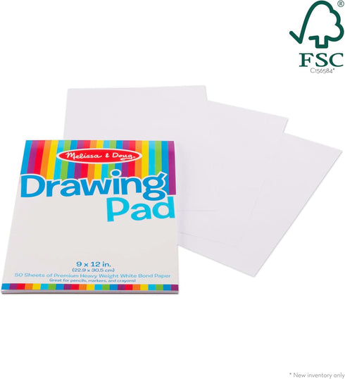 Melissa & Doug Drawing Pad, 9 x 12 inches, 50 Sheets of White Bond Paper