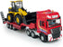 Flatbed Truck Toy with Excavator Loader, Metal Diecast Construction Vehicles 2 in 1 Playset for Boys Kids Gift (Red)