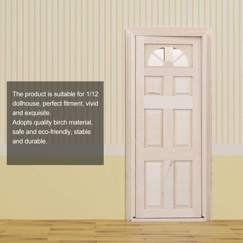 Dollhouse Door, 1:12 Wooden Miniature Simulated Door Model Toy Accessory for Doll House