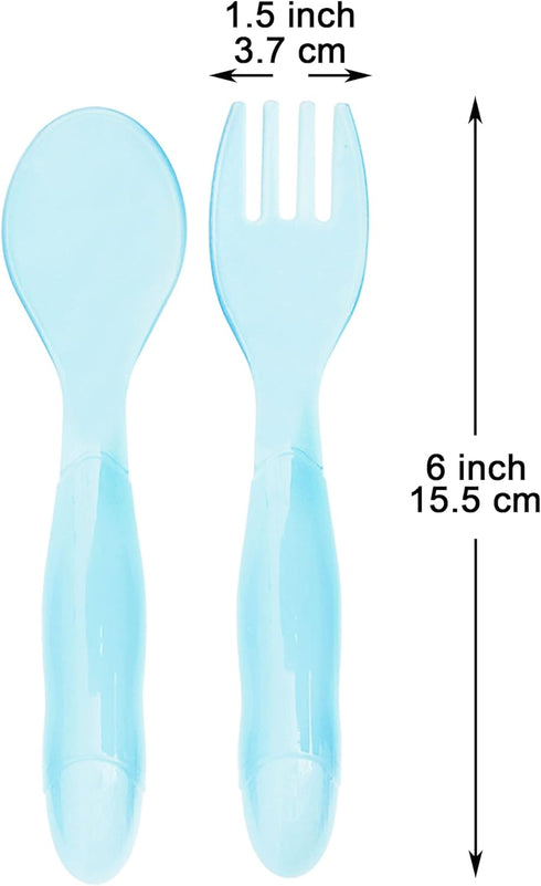 Youngever 18 Pcs Plastic Toddler Utensils, Plastic Kids Forks Kids Spoons, Large Size, Set of 9 in 9 Coastal Colors by Youngever