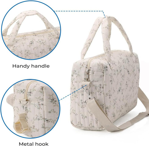 Mommy Diaper Tote Bag Organizer Handbag Floral Bag Nappy Boston Storage Duffle Quilted Infant Carriages for Women