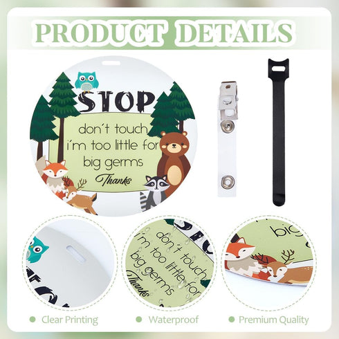 2 Pack PLIGREAT Please Dont Touch Baby Signs, Stop Touching Baby Sign for Baby Carriers Baby Car Seat, No Touching