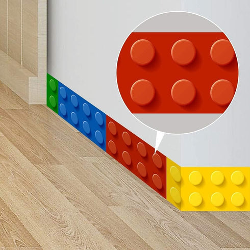 Building Blocks Wall Stickers, Skirting Board Wall Decals Art Decor for Kids Bedroom