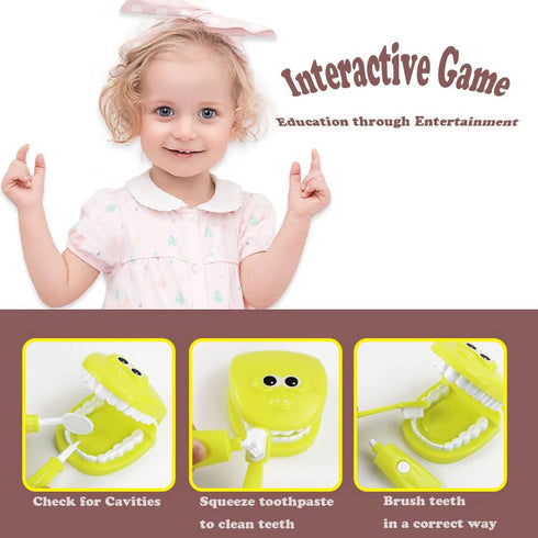 9PCS Plastic Simulation Dentist Play Set, Medical Kit Pretend Toy for Kids, Hygienic Habit Cultivation in 6 Colors