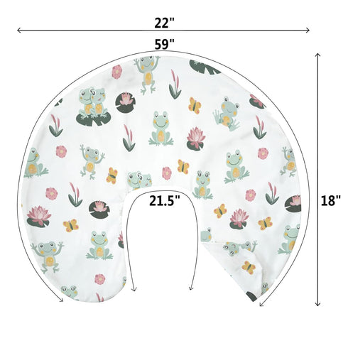 Cute Frogs Family Baby Nursing Pillow Covers for Boy Girl Green Frogs Butterflies Lilies Pond Nursery Pillow Slipcover
