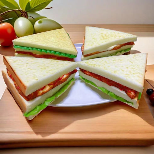 Generic 4PCS Simulation Food Artificial Vegetable Sandwich,Faux Vegetable Sandwich, Fake Food Bread Model Photography