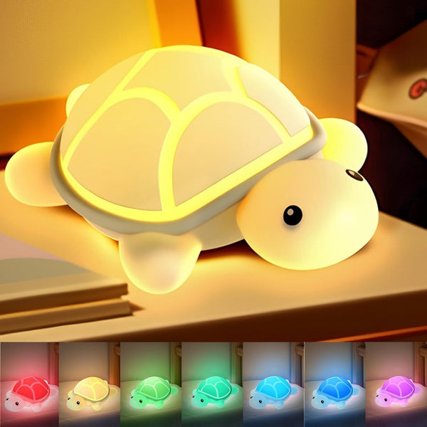 Gusweet Turtle Night Light for Kids, 7 Color Changing & Touch Control, Rechargeable