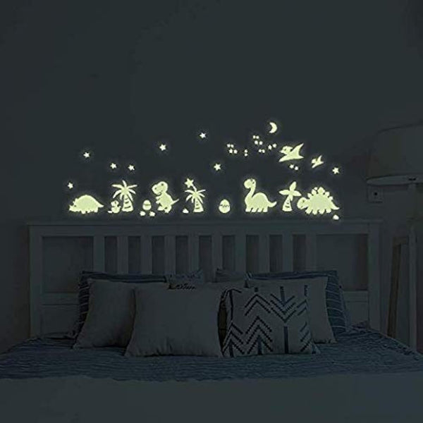 BENBO Glow in Dark Wall Decals, DIY Luminous Vinyl Stickers for Kids Girls Bedroom Home Nursery Dinosaurs Decorations