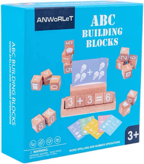 Wooden Blocks Set - 31 PCS ABC Building Blocks, Counting & Building Block Toys for 3+ Year Old, 1.18 Inch, Gifts